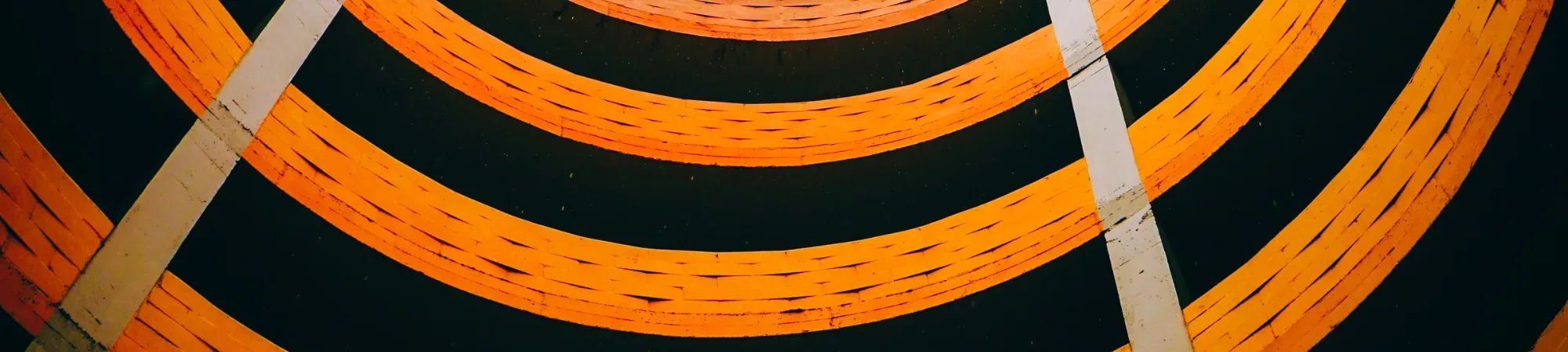 A series of orange bands rising up